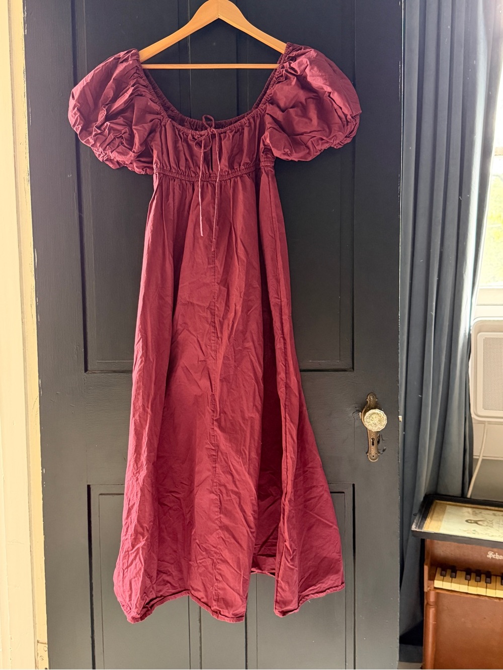 ASOS Puff-Sleeve Maxi Dress in Burgundy